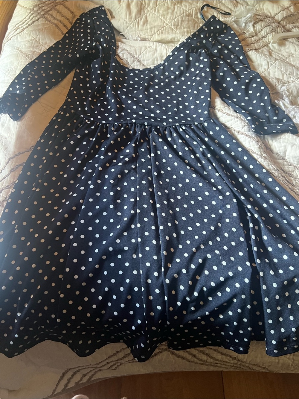 Tramp Navy and White Polka Dot Dress